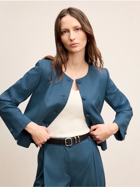 MM Lafleur Jackets & Blazers - MM LaFleur The Aniya Crop Jacket - Italian Wool Twill bluebell size 6 nwt